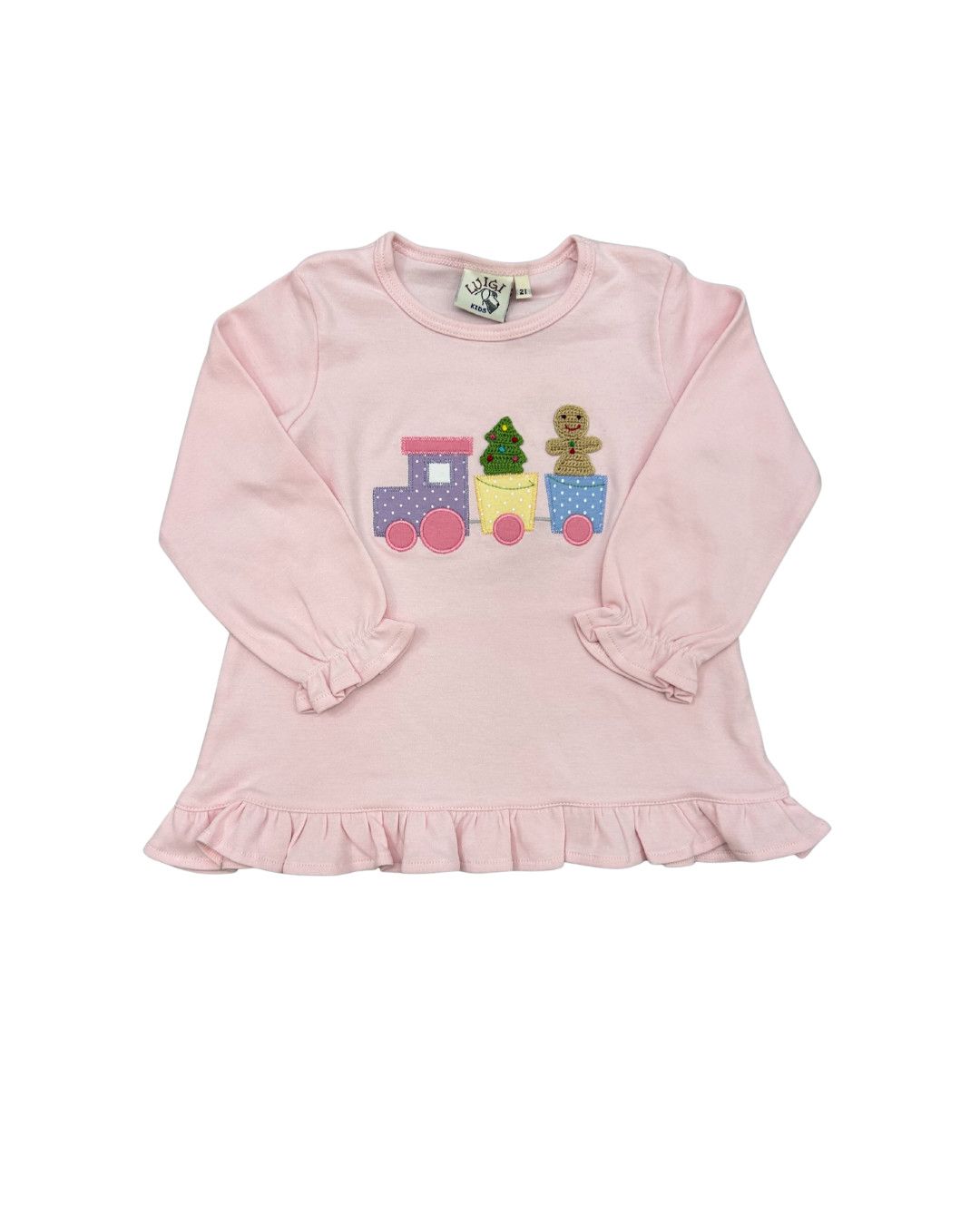 Light Pink LS Top, Christmas Train