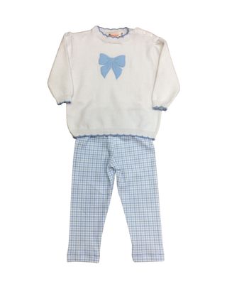 Blue Bow Sweater and Legging Set