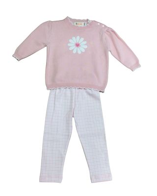Pink Flower Sweater Legging Set