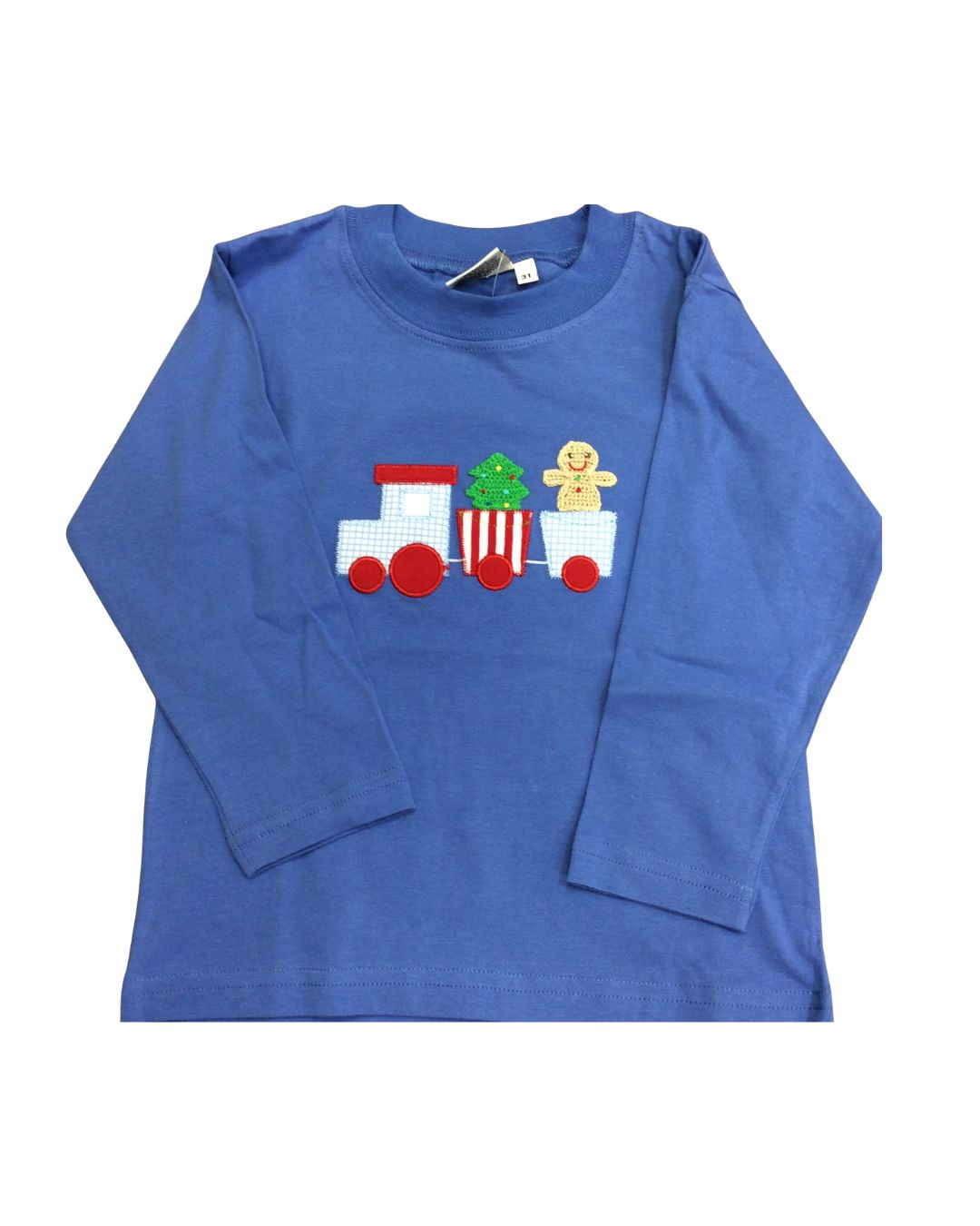 Train Applique on Light Blue Knit Shirt