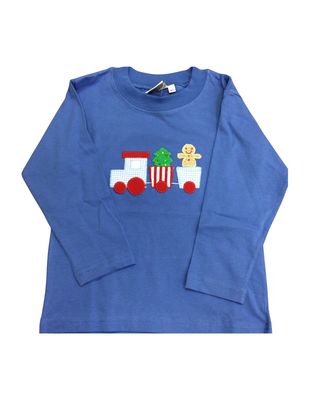 Train Applique on Light Blue Knit Shirt