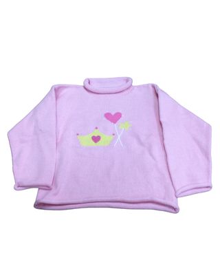 Light Pink Rolled Neck Sweater with  Crown and Wands