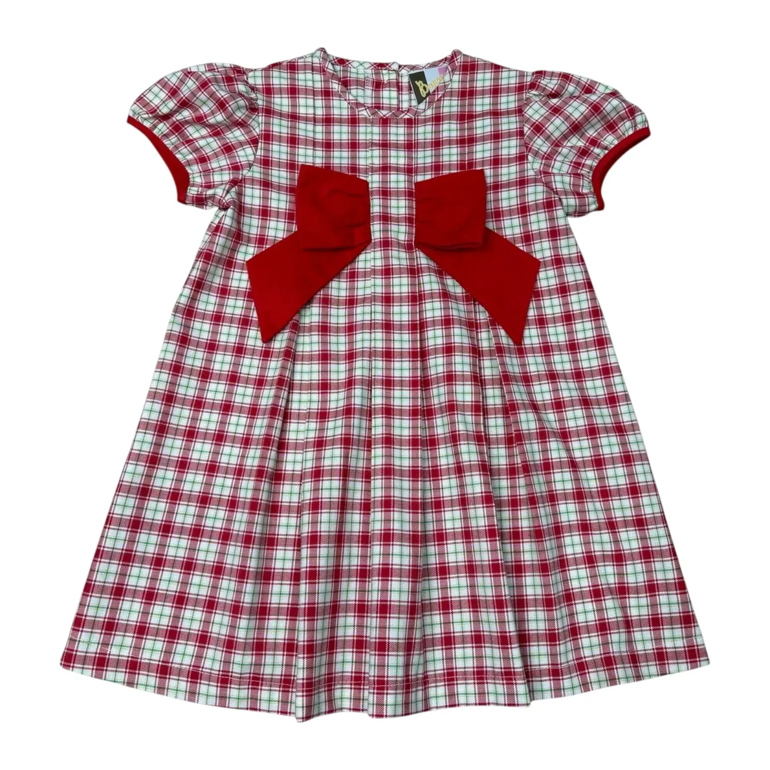 Kenzie Bow Dress, Christmas Plaid