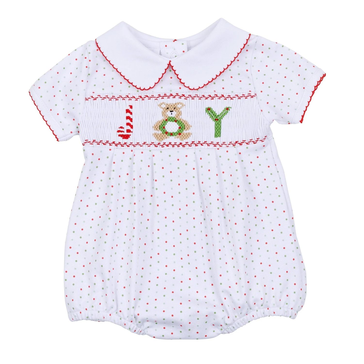 Christmas Classic Joy Classic Smocked Collar SS Bubble, Boy