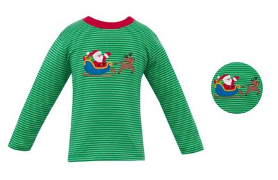Green Stripe LS Knit Santa Shirt