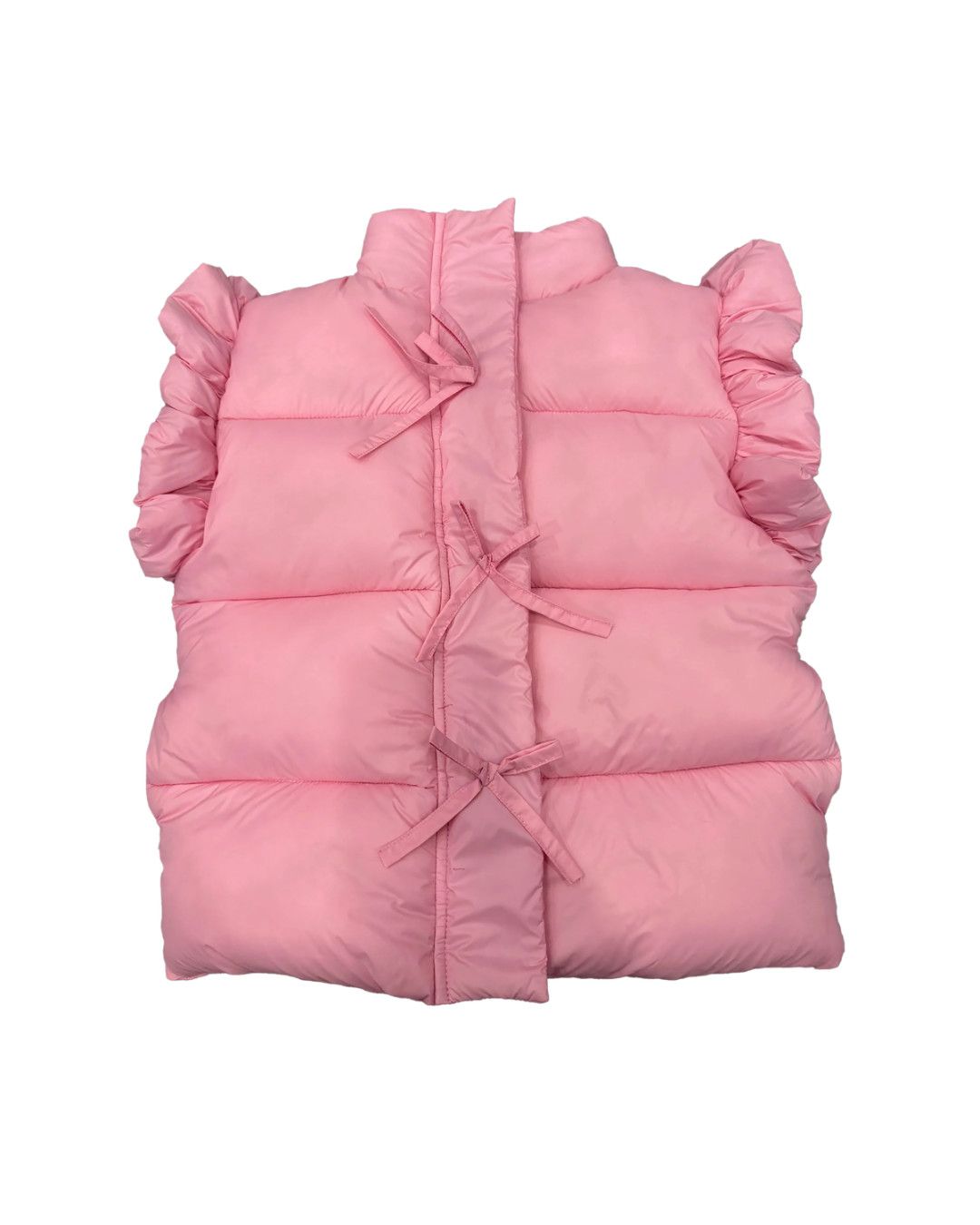Ruffle Puffer Vest with Bows