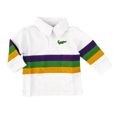 Mardi Gras Rugby Long Sleeve Polo Shirt