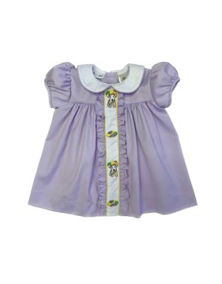 Mardi Gras Puppy and Cake Lavender Ruffle Dress