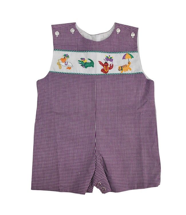 Mardi Gras Emb Animal  Gingham Jon Jon