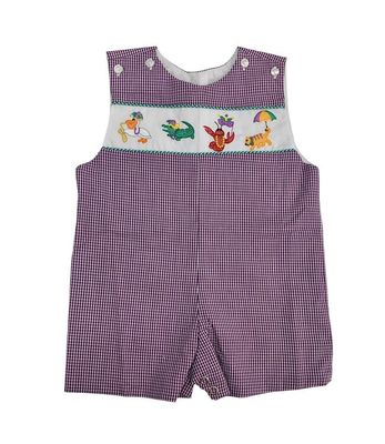 Mardi Gras Emb Animal  Gingham Jon Jon