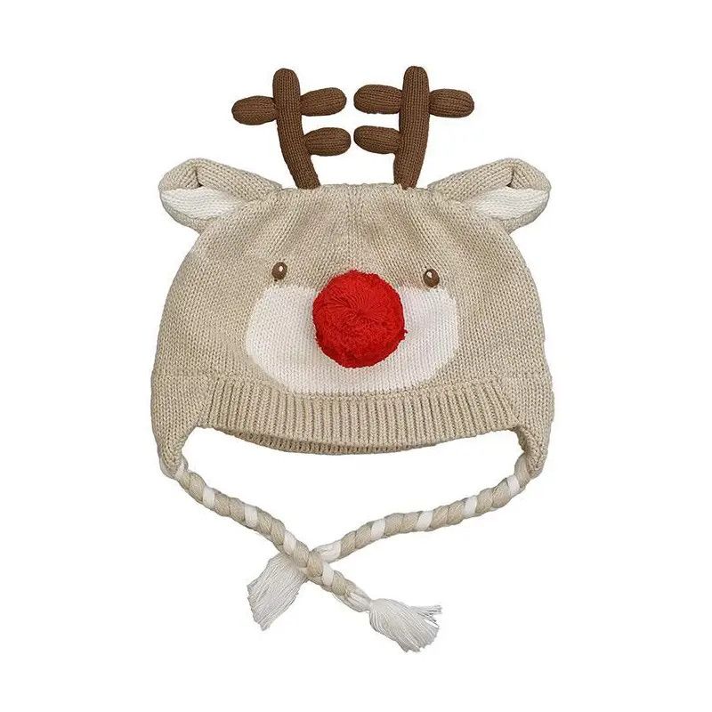 Reindeer Knit Hat with Removable Bow 2/3