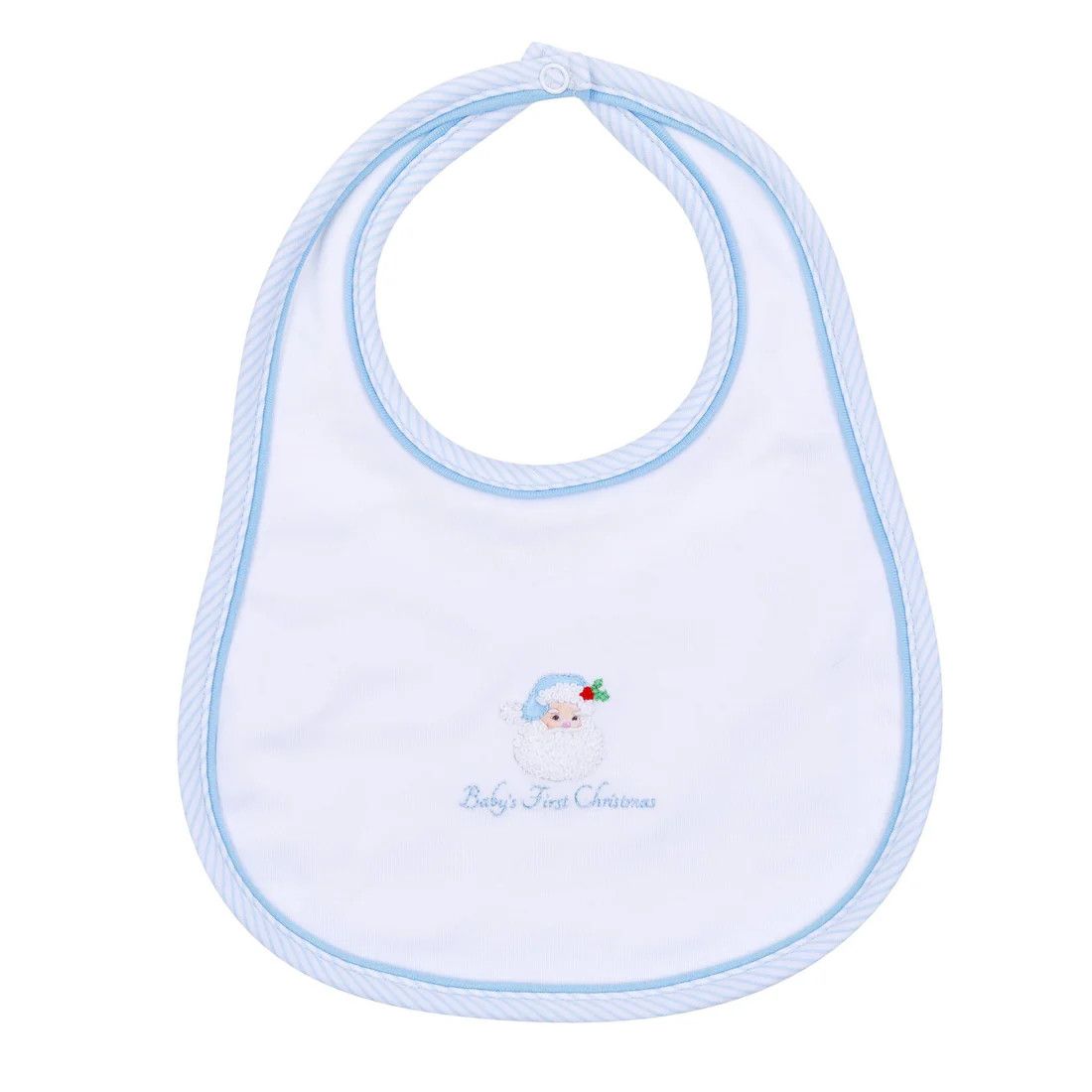 Santa Baby Embr Baby&#39;s First Christmas Bib - Light Blue