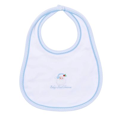 Santa Baby Embr Baby&#39;s First Christmas Bib - Light Blue
