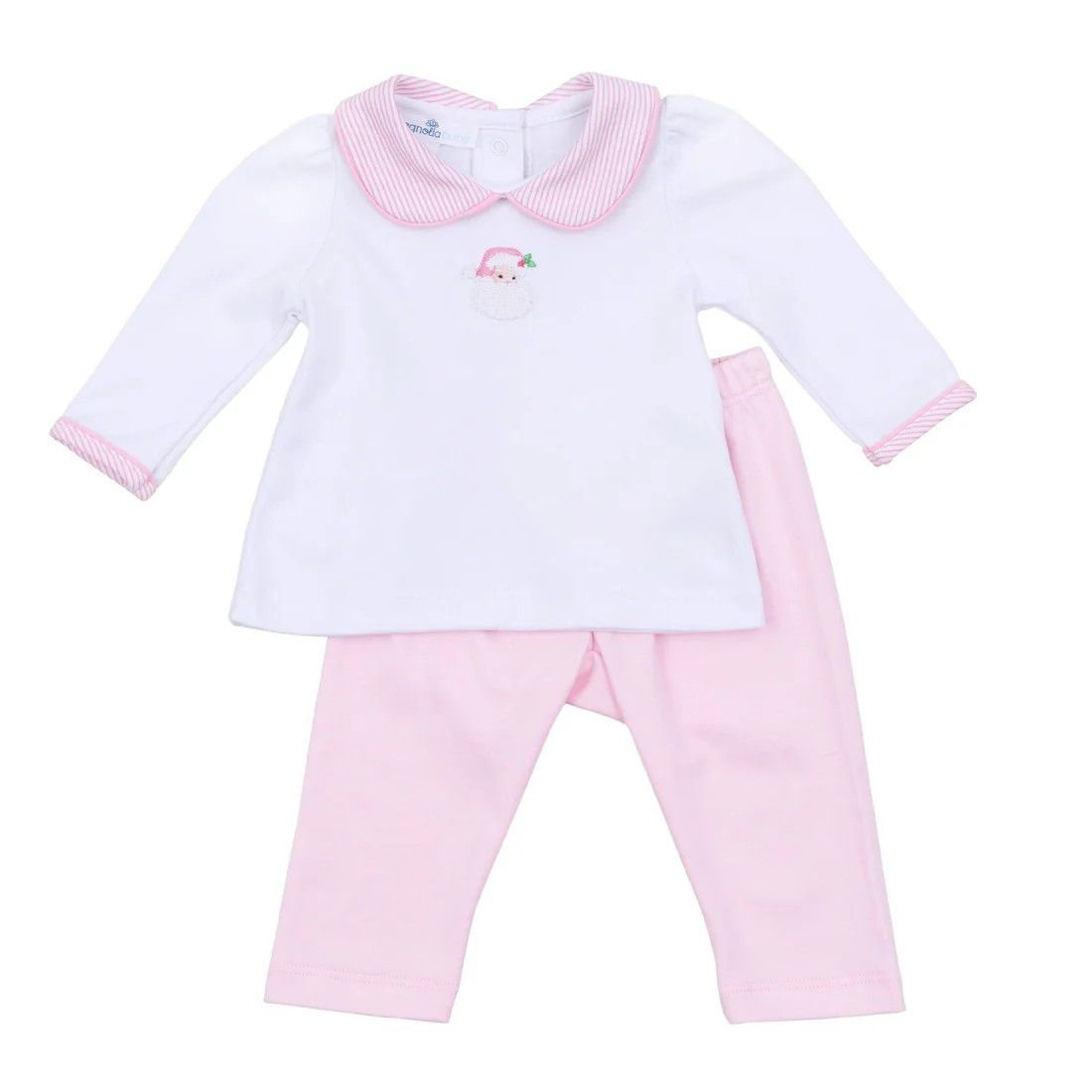 Santa Baby Collared 2pc Pant Set - Pink