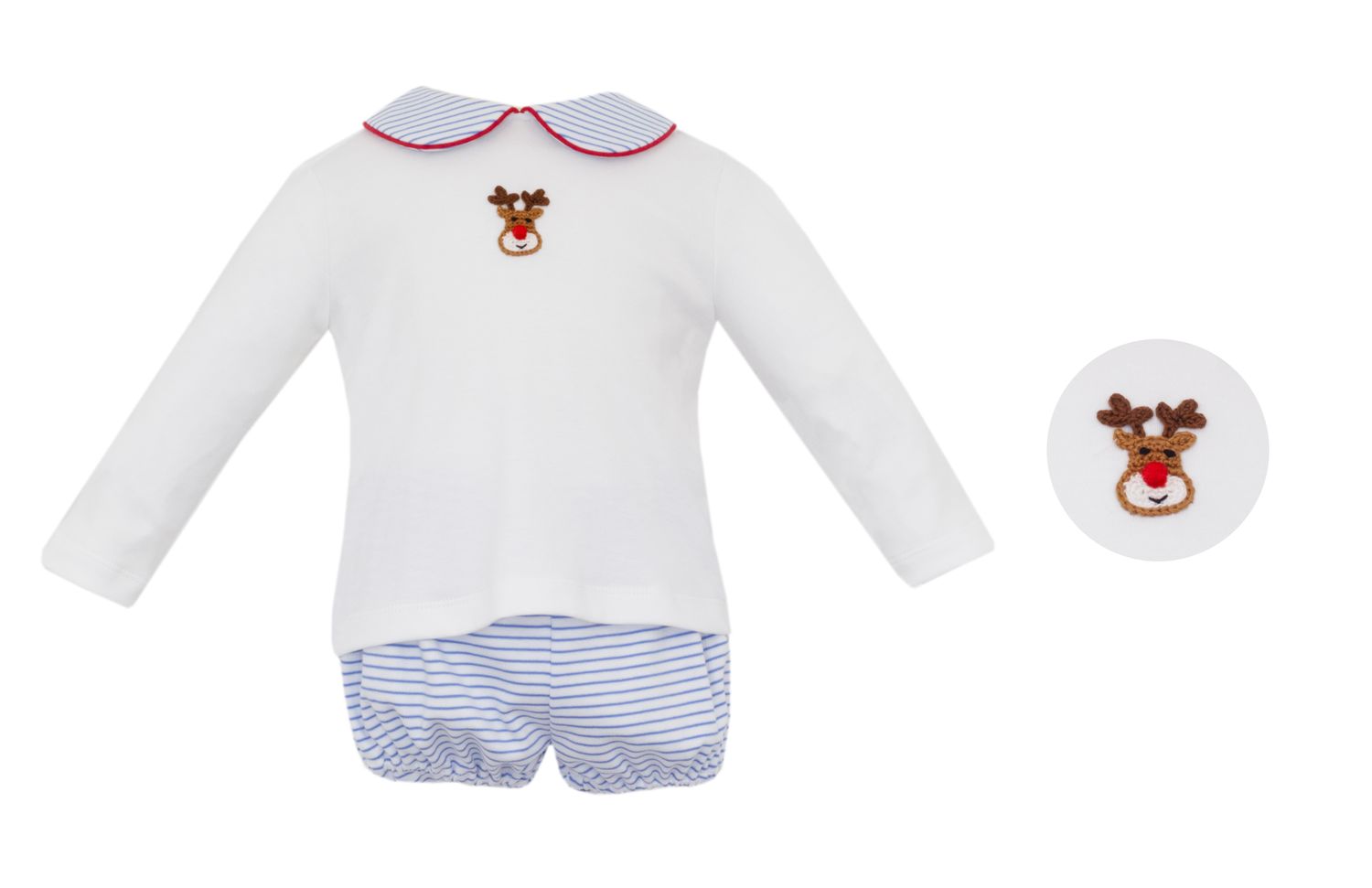 Rudolph Boy&#39;s Knit Diaper Set, Blue Stripe
