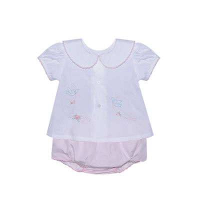 Pink  Avery Girl Diaper Set, Birds/Bows