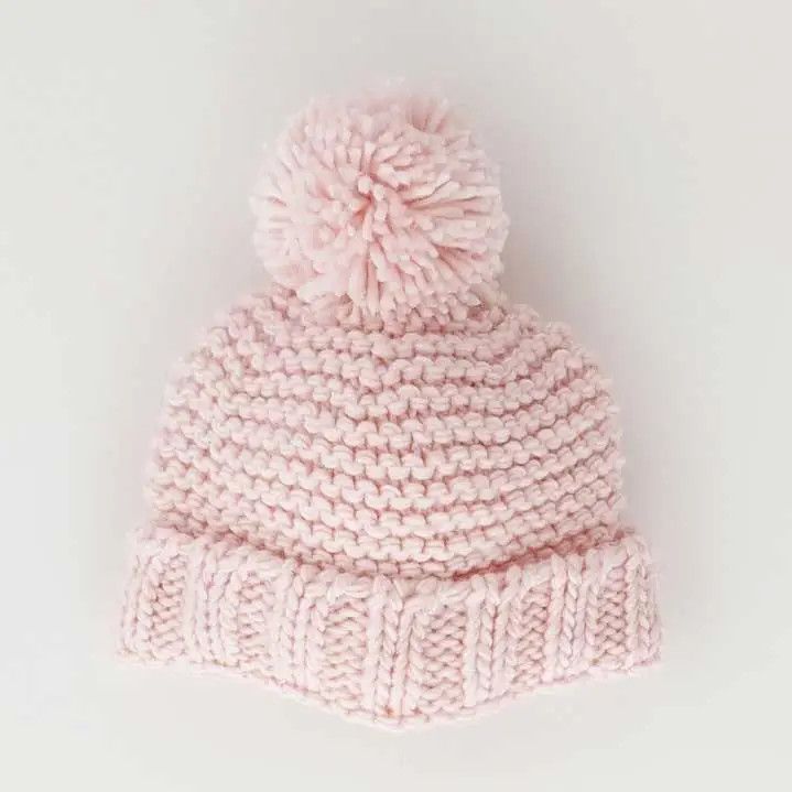 Garter Stitch Beanie, Blush