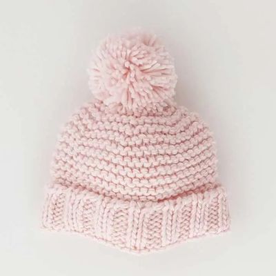 Garter Stitch Beanie, Blush