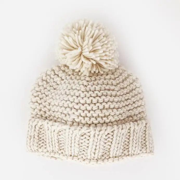 Garter Stitch Beanie, Natural