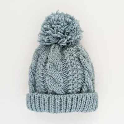  Garter Stitch Beanie, Blue