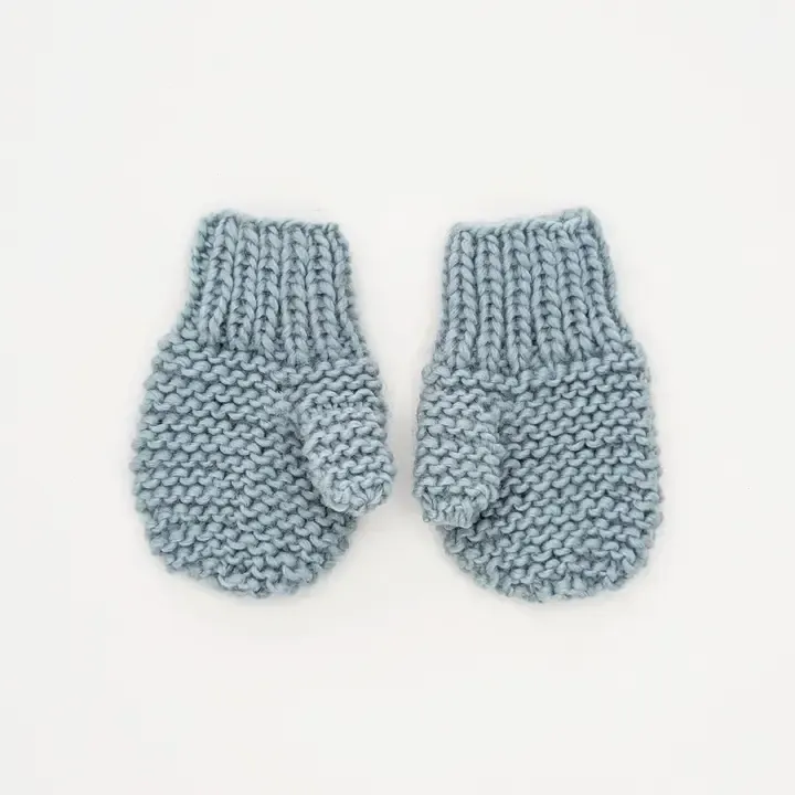 Garter Stich Mittens, Blue 6-24m