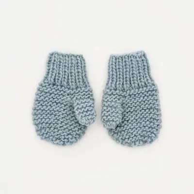 Garter Stich Mittens, Blue 6-24m