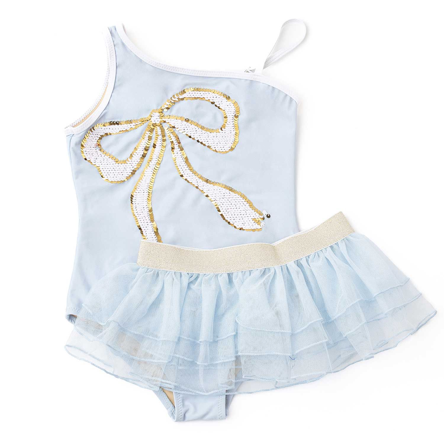 One Piece Sequin, Blue Bows with Tutu