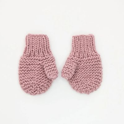 Garter Stich Mittens, Rosy 6-24m