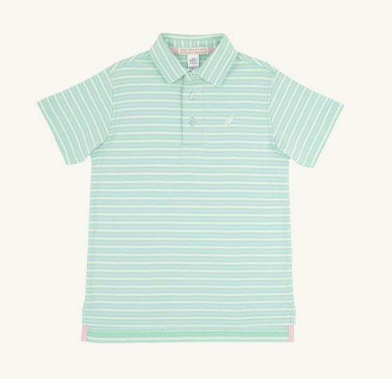 Prim and Proper SS Polo, Summer Country Stripe Grace Bay Green