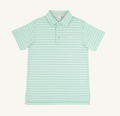 Prim and Proper SS Polo, Summer Country Stripe Grace Bay Green