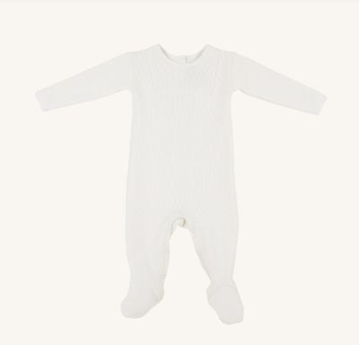 Rock Me Romper- Ribbed, Palmetto Pearl 0/3m