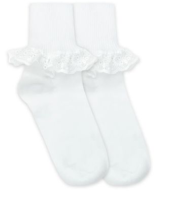 Chantilly Lace Turn Cuff Socks 2107-White