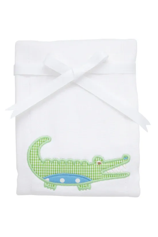 Alligator Applique Burp, Blue