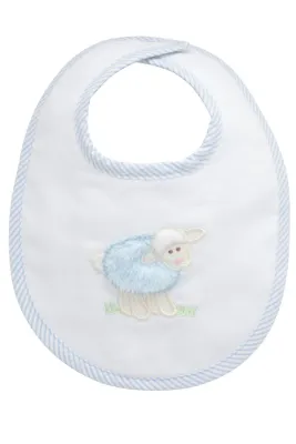 Lamb Applique Bib, Blue
