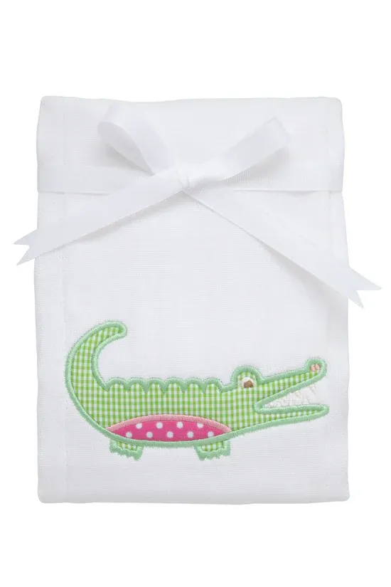 Alligator Applique Burp, Pink