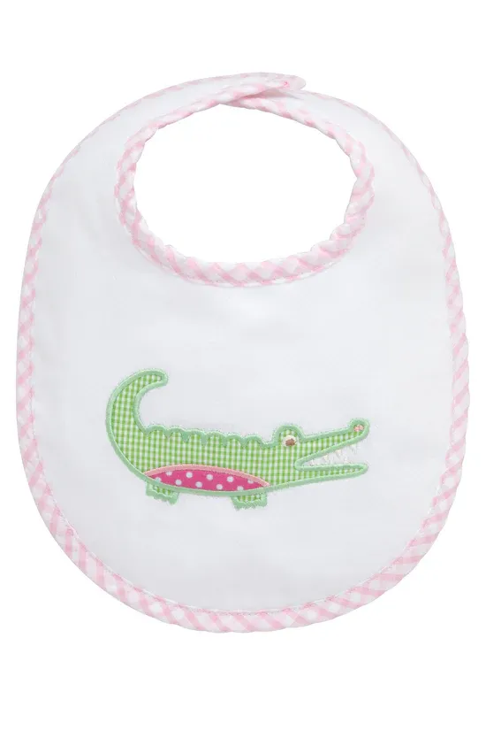 Alligator Applique Bib, Pink