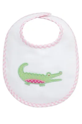Alligator Applique Bib, Pink