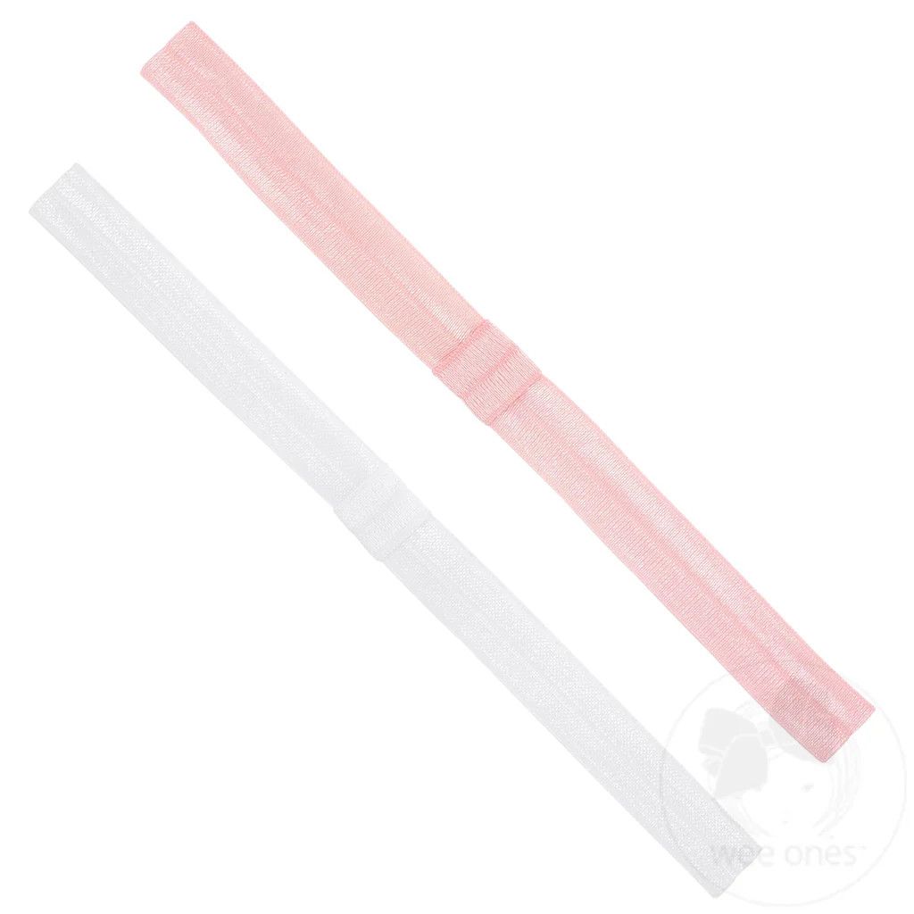 Add A Bow Elastic Headband, White &amp; Light Pink, Size: Newborn
