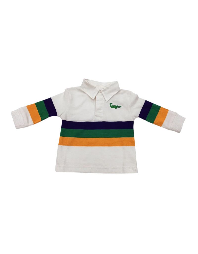 Mardi Gras Rugby Long Sleeve Polo Shirt