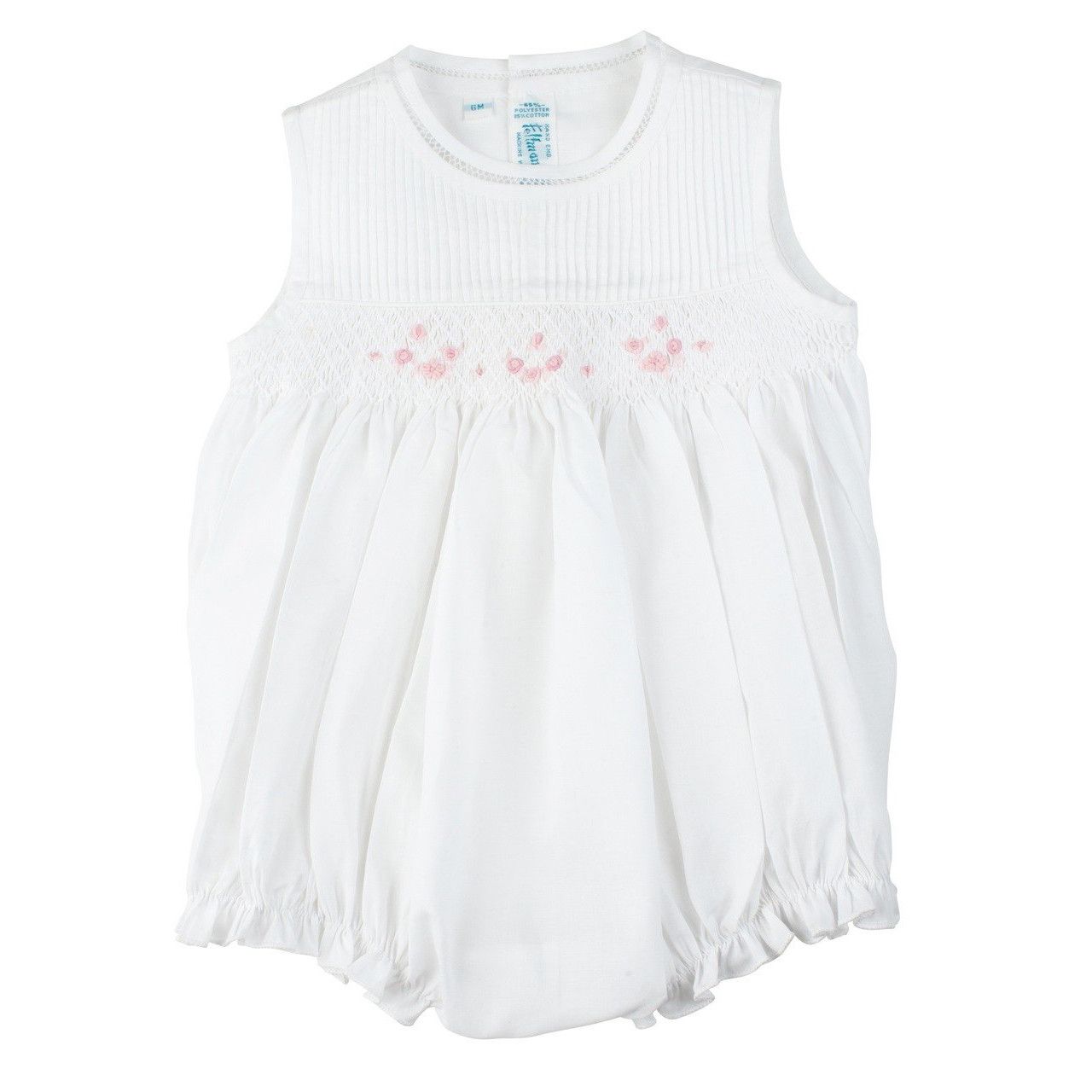 Smocked Sleeveless Bubble, White