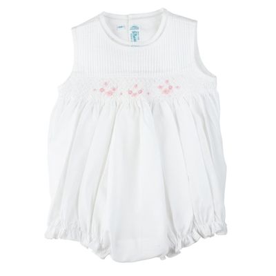 Smocked Sleeveless Bubble, White
