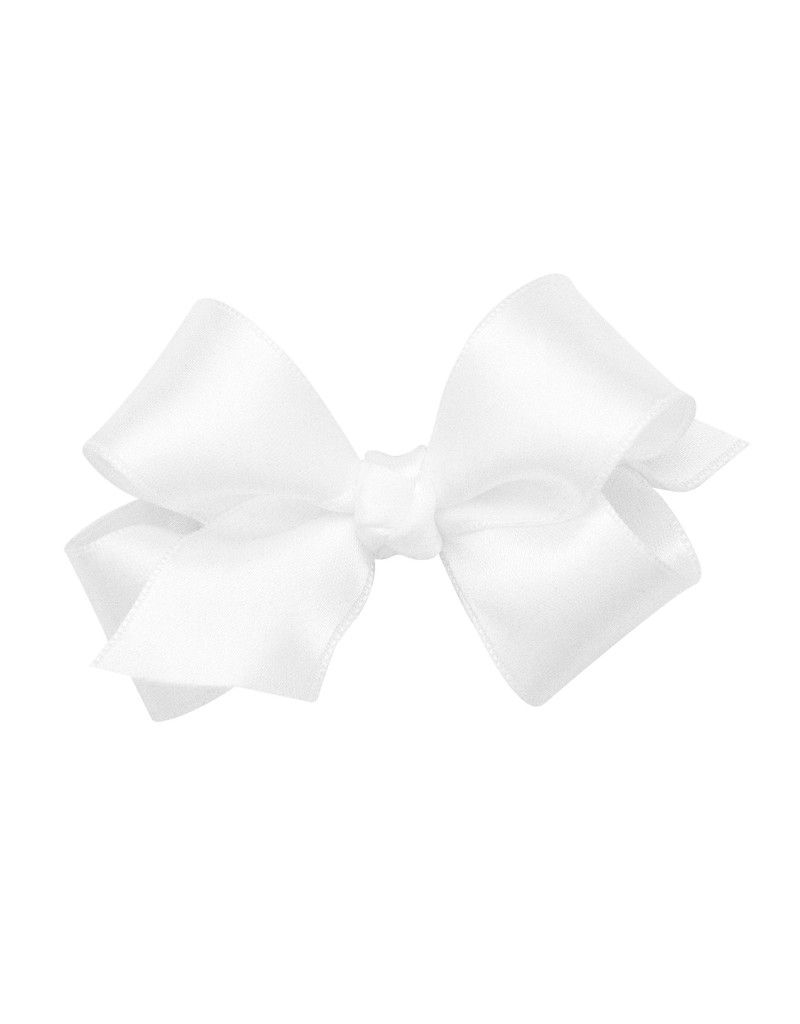 Mini French Satin Bow, Color: White