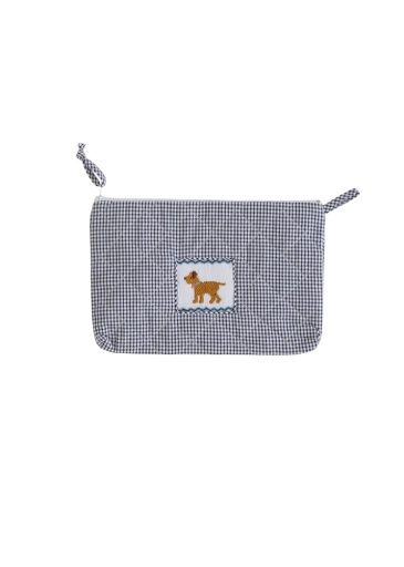 Quilted Luggage - Navy Dog, Size: Cosmetic Bag