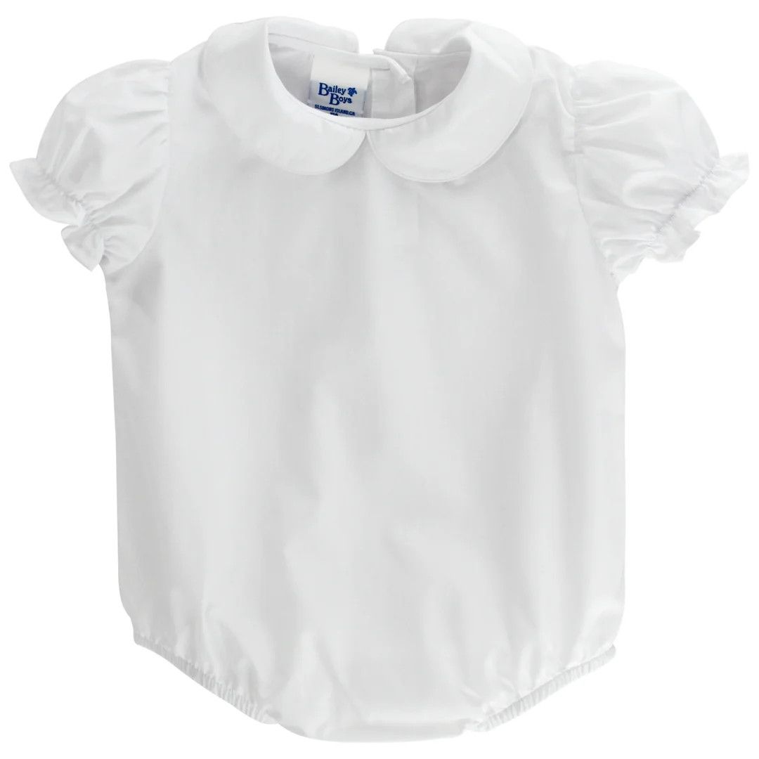 White Girls Short Sleeve Onesie w/ Button Back