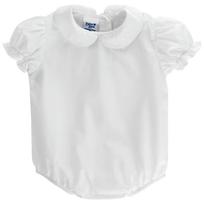 White Girls Short Sleeve Onesie w/ Button Back