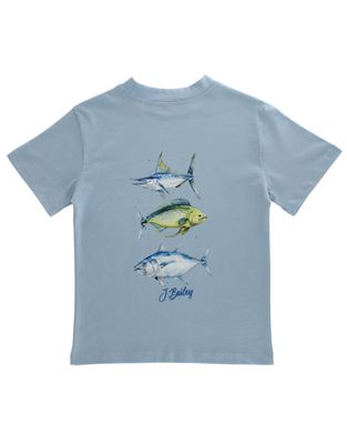 The Bailey Boys SS Logo Tee, Fish Trio on Bayberry