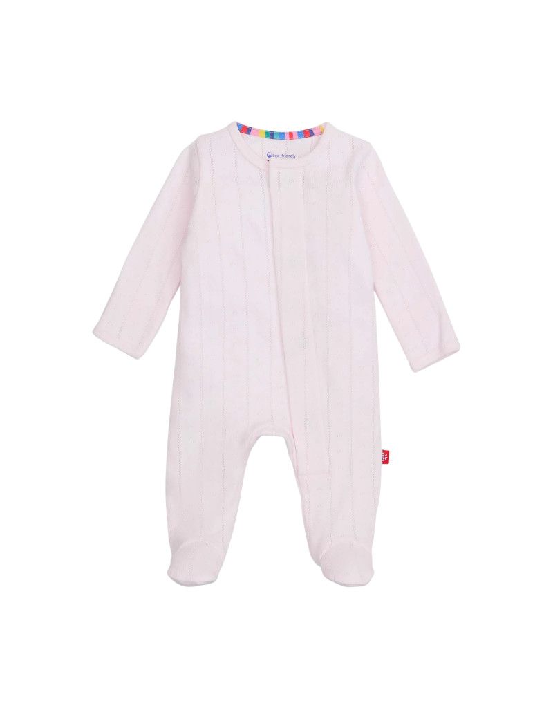 Love Lines Pink Pointelle Magnetic Footie