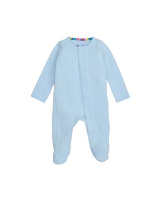 Love Lines Blue Pointelle Magnetic Footie
