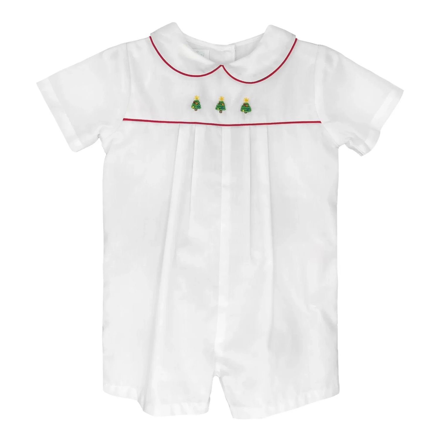 White Romper with Christmas Tree Trio