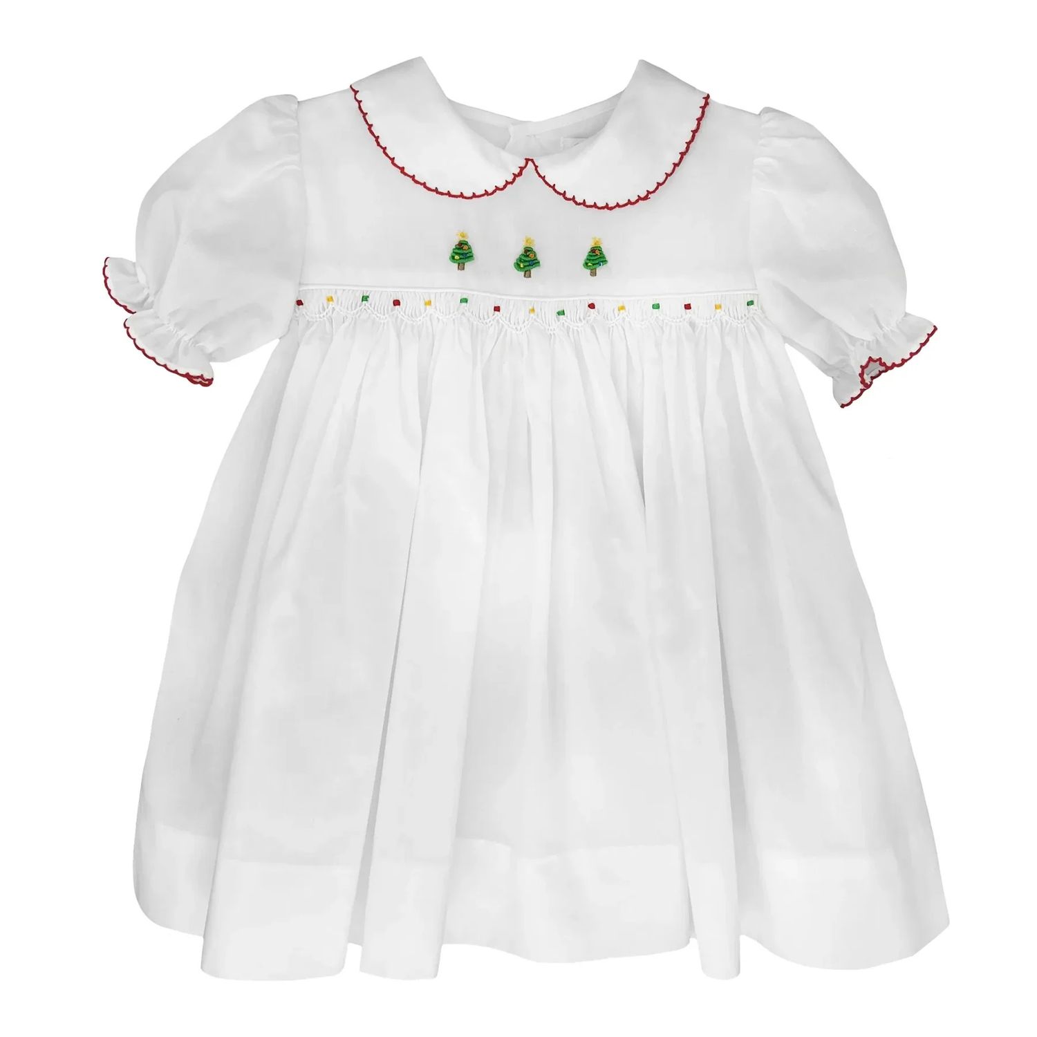 White Dress with Christmas Tree Trio